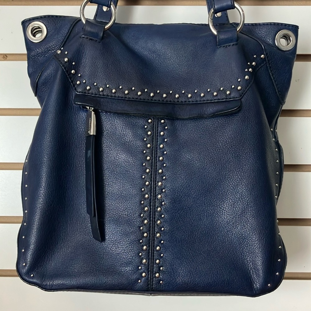 B’ Makowsky… Navy Blue studded Leather handbag or shoulder Bag with strap